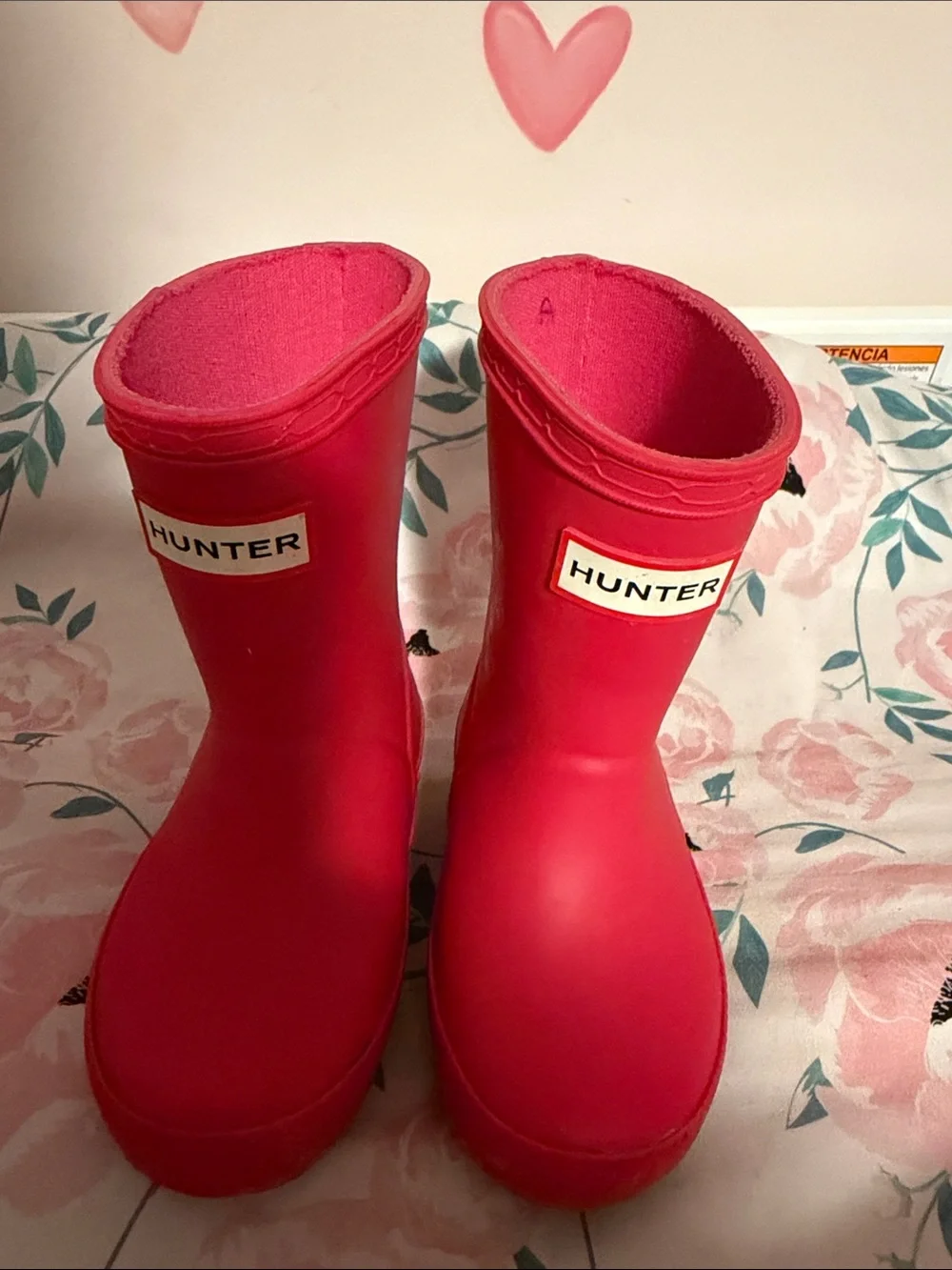 Hunter Children's Bright Pink Rubber Rain Boots